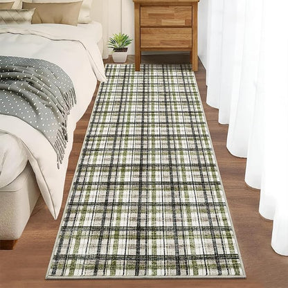 Modern Runner Rug 2x6 Non-Slip Washable Kitchen Runners, Low Pile Non-Shedding Floor Carpet, Stain Resistant Long Accent Rug for Kids Room, Bedroom Laundry Bathroom Foyer