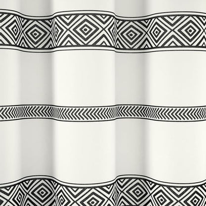 Lush Decor Ava Boho Stripe Tassel Cotton Blend Shower Curtain Single 72" W x 72" L Black & White - Striped Shower Curtains for Bathroom Curtain
