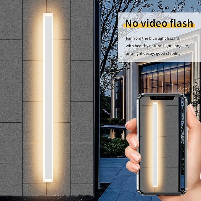 Aipsun Porch Wall Lights 56.3inch Long Strip Modern Outdoor Wall Light Fixture, White Wall Mount Lighting Sconce Exterior Lights Wall Sconce 3000K for House Living Room Corridor(1 Pack)