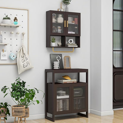 Wall Mounted Bathroom Storage Cabinet Medicine Cabinet with Acrylic Doors & Towel Bar Adjustable Shelves for Bathroom, Laundry Room, Bedroom, Enterway