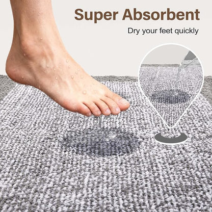 48x24 Long Bathroom Rugs Washable Non Slip, Light Grey Bath Mat for Bathroom Floor Tub, Soft Absorbent Quick Dry Mats for Shower, Bathtub,Home Decor