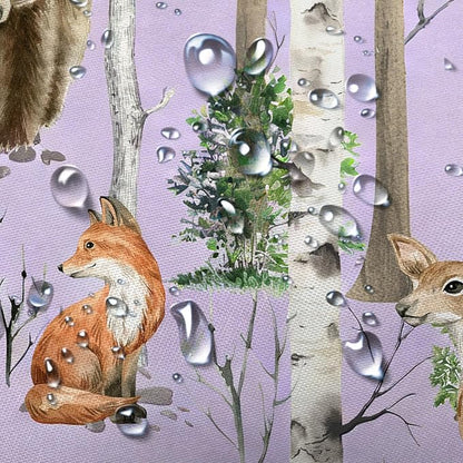 JAWO Camper Shower Curtain, Rustic Lodge Cabin Woodsy Wildlife Animals Woodland Rv Shower Curtains Camper Camping Bathroom Set with Hooks, 47X64 Inch, Purple