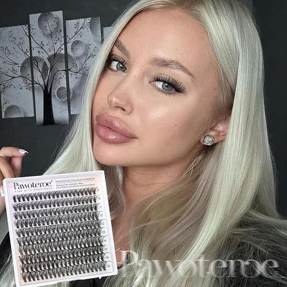 Lash Clusters 200pcs Individual Lashes 30D Cluster Eyelash Extensions 11-16mm Eyelash Clusters Lash Extensions for Self Application (30D, 0.07D, 11-16mm Refill)