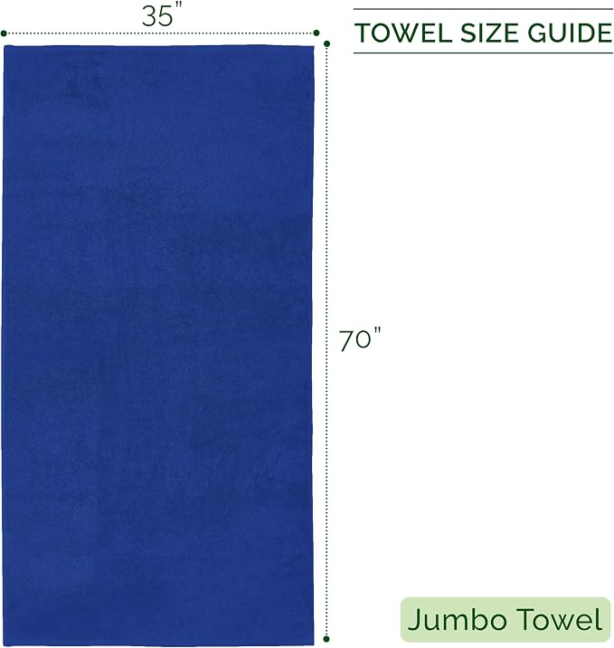 Elegant Comfort 100% Turkish Cotton Corduroy Ribbed Luxury Jumbo Bath Towel Ultra Soft - 35 x 70 Inch - Luxury Spa Premium Hotel Quality Highly Absorbent and Quick Dry Large Bath Towel, Royal Blue