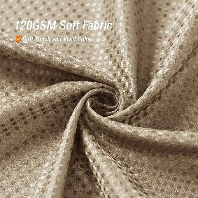 Long Beige Fabric Shower Curtain, 72 x 78 | Tall Cloth-Textured Shower Curtain for Bathroom, Water Repellent, Machine Washable