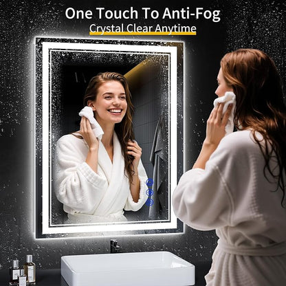 36"x28" LED Bathroom Mirror with Lights,Anti-Fog,3 Color Modes