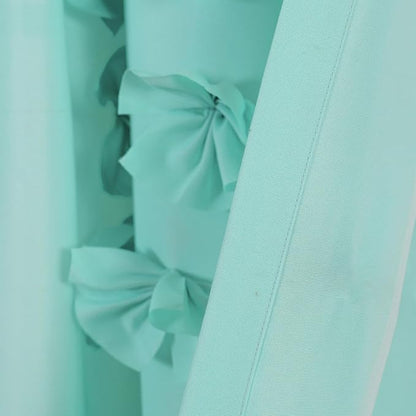 Lush Decor Riley Light Filtering Window Curtain Panel, Single 54" W x 84" L, Aqua - Cute Blue Curtains for Bedroom - Bow Decor - Coquette Curtains for Windows