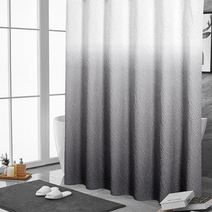 MitoVilla Grey Ombre Fabric Shower Curtain 72 x 78, Farmhouse Long Modern Geometric Cloth Shower Curtain for Bathroom Decor, Luxury Marble Textured, 78 inch Long