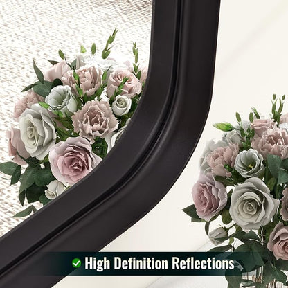 Easly 30"x40" Black Bathroom Mirror - Modern Mirror for Wall with Rounded Corners. Bathroom Mirrors for Vanity, Aluminum Alloy Framed Mirror Portrait or Landscape Hang, Rectangle Mirrors