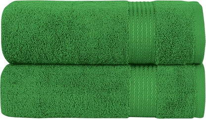 Elegant Comfort Premium Turkish Cotton 2 Pack Bath Towel Set - 27 x 54 inch, Luxurious Hotel Spa Quality 100% Turkish Cotton 2PC Bath Towel Set - Highly Absorbent - Soft Bathroom Towels, Emerald Green