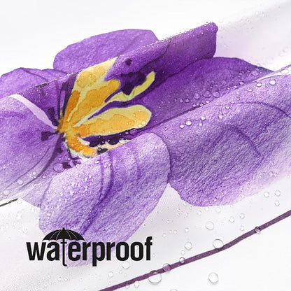 Purple Yellow Watercolor Floral Fabric Shower Curtain, 72x72 | Waterproof Fabric, Modern Minimalist Floral Print, Machine Washable, Rustproof Grommets, for Bathroom Home