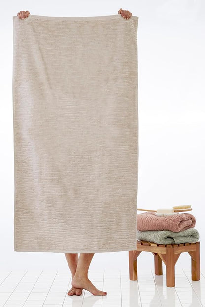 SKL Home CloudSoft Bath Towel Set, 6-Piece, 100% Cotton Luxury, Oatmeal | 2 Bath towels, 2 hand towels, 2 washcloths. Premium spa-level quality. 600/520 GSM weight. Ultra plush & absorbent.