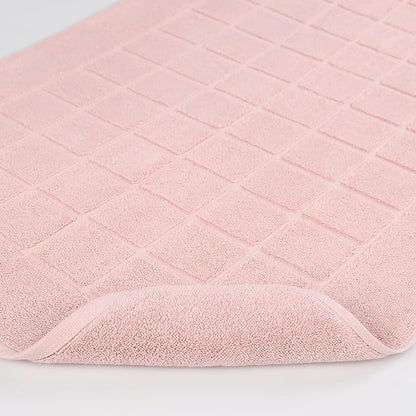Superior 100% Cotton Bathmat Set, Bath Mats, Bathroom Decor, Shower, Bathtub Essentials, Home Accessories, Small Washable Rug, No Backing, Heavyweight, Nora Collection, Set of 2, 22" x 35", Tea Rose