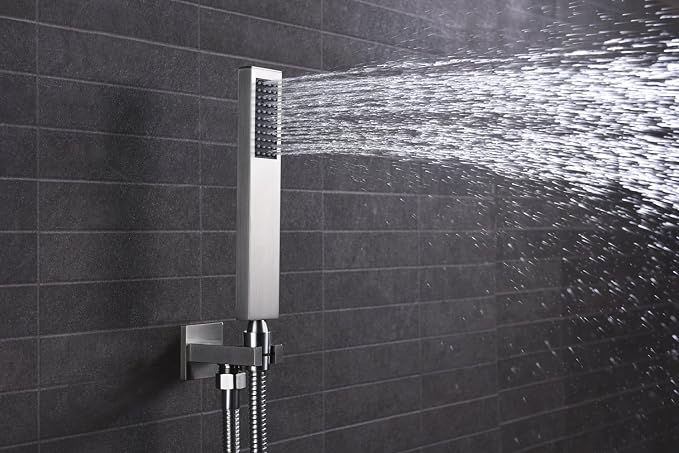 SUMERAIN Bathroom Shower Faucet System Brushed Nickel | Brass Rough-in Valve Included, 8" Stainless Steel Rain Shower Head, Brass Hand Shower, Hand Shower, Concealed Box Design