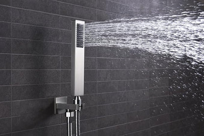 SUMERAIN Bathroom Shower Faucet System Brushed Nickel | Brass Rough-in Valve Included, 8" Stainless Steel Rain Shower Head, Brass Hand Shower, Hand Shower, Concealed Box Design
