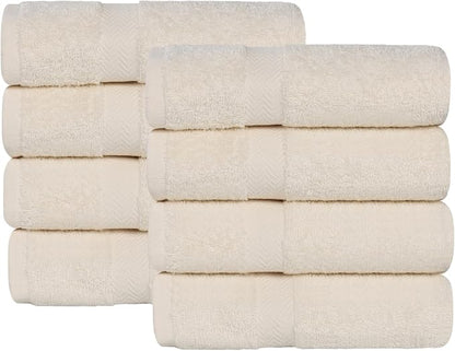 SUPERIOR 8-Piece Cotton Hand Towel Set, Small Towels for Fast Dry, Home Essentials, Bathroom Decor, Face, Body, Spa, Resort, Gym, Lightweight, Soft, House Accessories, Franklin Collection, Ivory