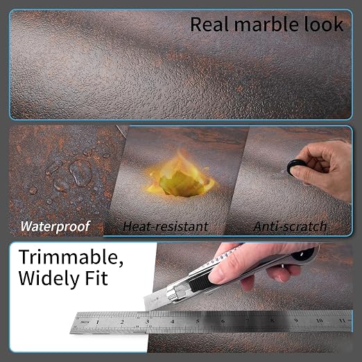 Art3d 30-Pack Peel and Stick Vinyl Floor Tiles, 12 x 12 in, Rust Granite | Anti-Slip, Waterproof, Stain-Resistant, Simple to Clean, Durable, Premium Vinyl, Ideal for Kitchen, Dining Room, Bedrooms