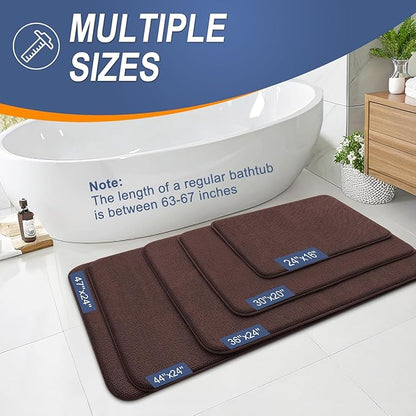 OLANLY Thick Memory Foam Bathroom Rugs 34x21, Absorbent Bath Mat, Brown | Soft Quick Dry Bath Rugs, Non-Slip, Machine Washable Carpet for Bathroom Floor, Tub and Shower, Home Decor Accessories
