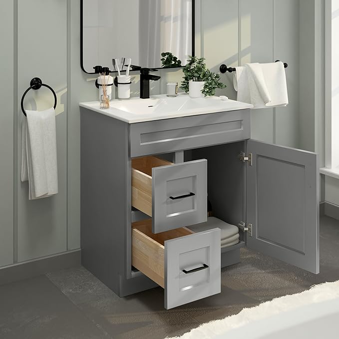 La Royal 30" Sink Base Bathroom Vanity with Drawer Light Grey Shaker Ready-to Assemble Cabinet