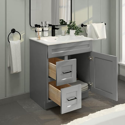 La Royal 30" Sink Base Bathroom Vanity with Drawer Light Grey Shaker Ready-to Assemble Cabinet