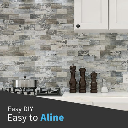 Art3d Peel and Stick Backsplash, Stick on Wall Tile, 10-Pack, Light Rustic | PVC, Self Adhesive, Splash Resistant, Multi-Surface Compatibility, Ideal for Kitchens, Fireplaces, Stair Areas