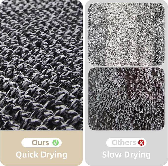 TYUU Waffle Bath Mat, Small Boho Bathroom Rugs Non Slip 24x16 Black & White | Super Absorbent Quick Dry Bath Rug, Non-Slip Backing, Soft Waffle Washable Farmhouse Bathroom Mats, Tub, Shower & Home Decor