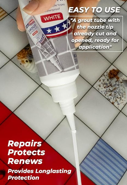 Grout Repair Kit, White, Fast Drying Sealer, 8.8 oz | Tile Filler; Restore & Renew