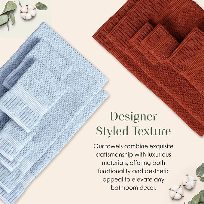 6 Pack 100% Cotton Hand Towels | Clay Towels | Oeko‑TEX Standard 100 | Soft & Absorbent, Quick‑Dry | Trinity Collection - Baked Clay