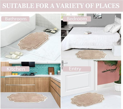 Home Weavers Allure Collection 100% Cotton Tufted Bathroom Rug, Soft and Absorbent Bath Rugs, Non-Slip Bath Carpet, Machine Wash Dry Bath Mats for Bathroom Floor, 17"x24" Bath Rug, Linen