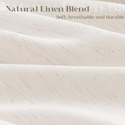 Cream Linen Shower Curtain for Bathroom Water Repellent 72x92 Inch | Ivory Earth Tone, Extra Long 92 Inches, Bath Decor Shower Curtain, Boho Shabby Chic Country Rustic, Cloth Drapes