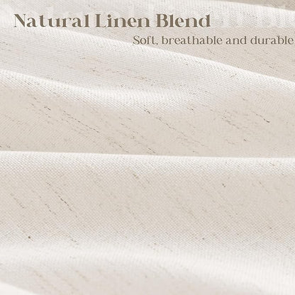 Cream Linen Shower Curtain for Bathroom Water Repellent 72x66 Inch | Neutral Ivory, Shower Curtain 66 Inches Long, Basement, Earth Tone, Boho Shabby Chic Country, Cloth Drapes, 72 x 66 Inches