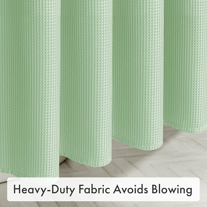 AmazerBath Mint Green Shower Curtain Waffle Textured, Light Green Shower Curtain Fabric Thick Heavy Duty 240GSM, Hotel Quality Bathroom Shower Curtains, Premium Polyester, 72 x 72 Inches