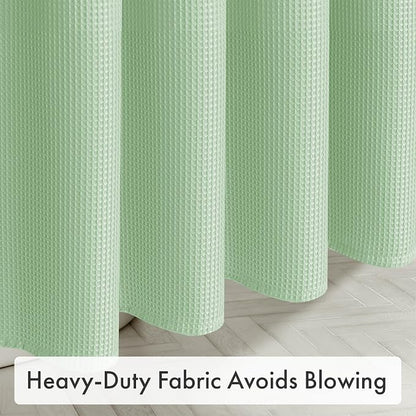 AmazerBath Mint Green Shower Curtain Waffle Textured, Light Green Shower Curtain Fabric Thick Heavy Duty 240GSM, Hotel Quality Bathroom Shower Curtains, Premium Polyester, 72 x 72 Inches