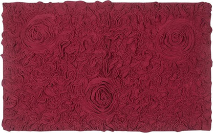 Home Weavers Bell Flower Collection 100% Cotton Tufted Bath Rugs, Extra Soft and Absorbent Bath Rugs, Non-Slip Bath Mats, Machine Washable, Bath Mats for Bathroom Floor and Tub, 24"x40" Rectangle, Red