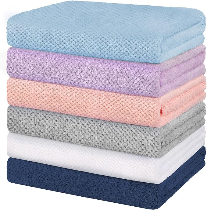 HOMEXCEL 6PK Bath Towel Set, 24x48 in, Absorbent&Quick Dry Towels for Hotel | Ultra Soft, Lightweight Towels for Bathroom, Spa and Beauty Parlor, Multicolor