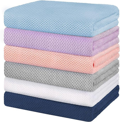 HOMEXCEL 6PK Bath Towel Set, 24x48 in, Absorbent&Quick Dry Towels for Hotel | Ultra Soft, Lightweight Towels for Bathroom, Spa and Beauty Parlor, Multicolor