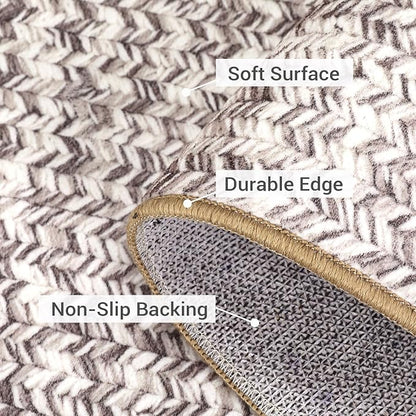 Printed Washable Runner Rug 2x6 2'x6' Beige/Grey