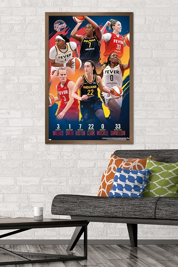 Trends International WNBA Indiana Fever -Team 24 Wall Poster, 34L x 22.4W, Bronze Framed Version