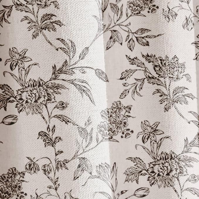 WOUVMA Black Floral Shower Curtain Linen Cottagecore Shower Curtain for Bathroom 54" W x 78" L