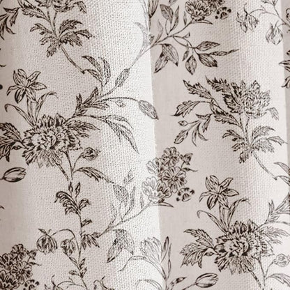 WOUVMA Black Shower Curtain Floral Cotton Linen Cottagecore Shower Curtain for Bathroom 72" W x 90" L