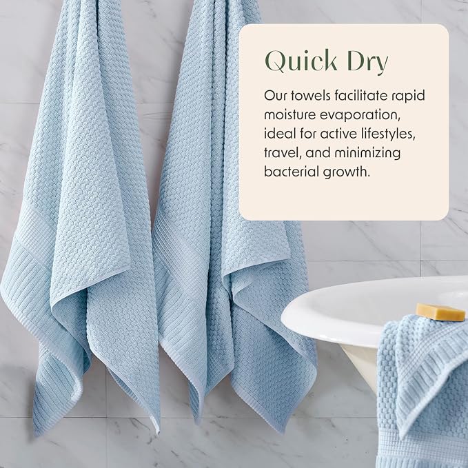 100% Cotton 6 Piece Bath Towel Set | Blue Towels | Oeko‑TEX Standard 100 | Soft & Absorbent, Quick‑Dry | Trinity Collection - Chambray Blue
