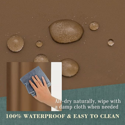 No Hook PEVA Shower Curtain or Liner, Standard Size 71 x 74, Brown | 8G Heavy Duty, Brown Bathroom Shower Curtain, No Hooks Required, Waterproof Plastic & PVC Free