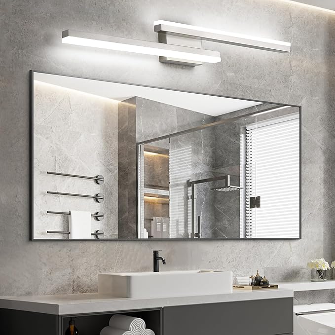 36in Vanity Lights,36W 2500LM Modern Brushed Nickel Vanity Light Bathroom Lighting Fixture Over Mirror, Dimmable LED Bathroom Light Fixture 5000K Cool White Vanity Light Bar -2 Light