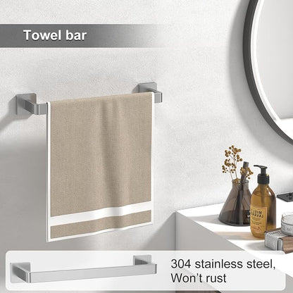 Toilet Paper Holder Collision Avoidance Towel Racks for Bathroom Thickened Material 304 Stainless Steel Towel Rack 10-Piece Towel Bar Brushed Nickel Bathroom Hardware Set Will Not Rust