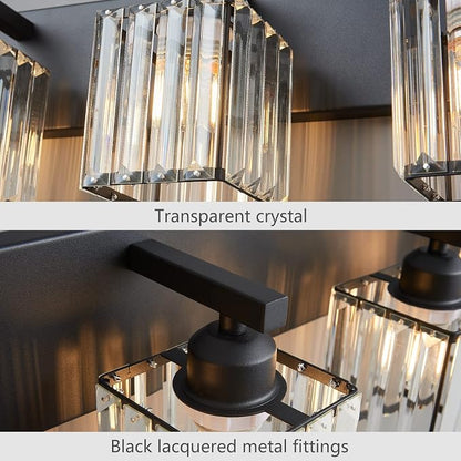 Modern Black Crystal Bathroom Vanity Light - 6-Lights Wall Light Fixtures