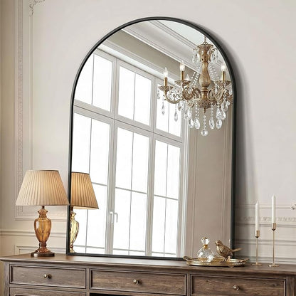 AMOISE Arched Bathroom Mirror for wall, 40"x30" Vanity Mirror, Black | Metal Frame, HD Glass, Over Sink Mirror for Bathroom, Entryway, Living Room & Bedroom