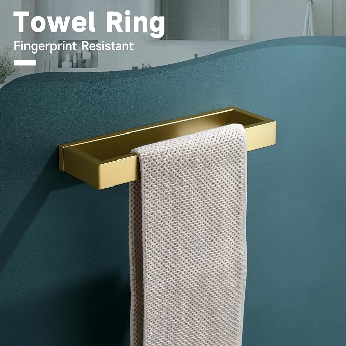 Brushed Gold 5-Pieces Bathroom Hardware Set Towel Bar Set,Stainless Steel Bathroom Hardware 23.6 Inch Towel Bar Towel Holder Set Wall-Mounted