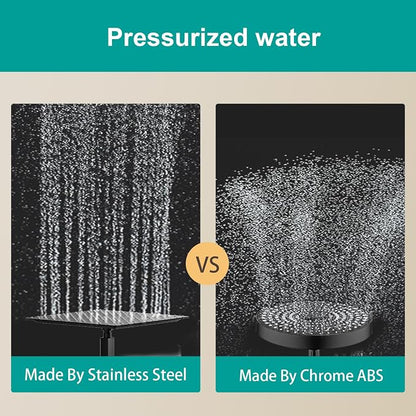 Square Rain Shower Head, High Flow Stainless Steel,Work with any decorative style，All Metal Rainfall Shower Head (Matte Black, 12)