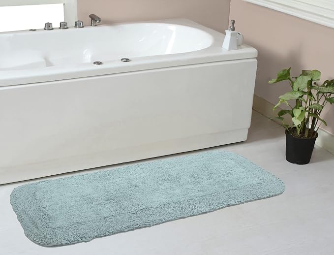Home Weavers Radiant Collection 100% Cotton Bathroom Rugs Set, Machine Washable Rug, Extra Soft and Absorbent Bath Rug, Kitchen Mat, Bath Mat Set, Bath Floor Mat Non Slip, 21"x54" Runner, Sky Blue