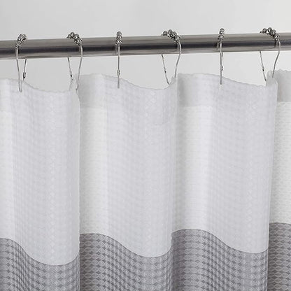 Dainty Home Waffle Weave Waterproof Shower Curtains, Grey 70" x 72", Bath Curtains, Shower Curtain Waterproof Fabric with 12 Roller Ball Hooks